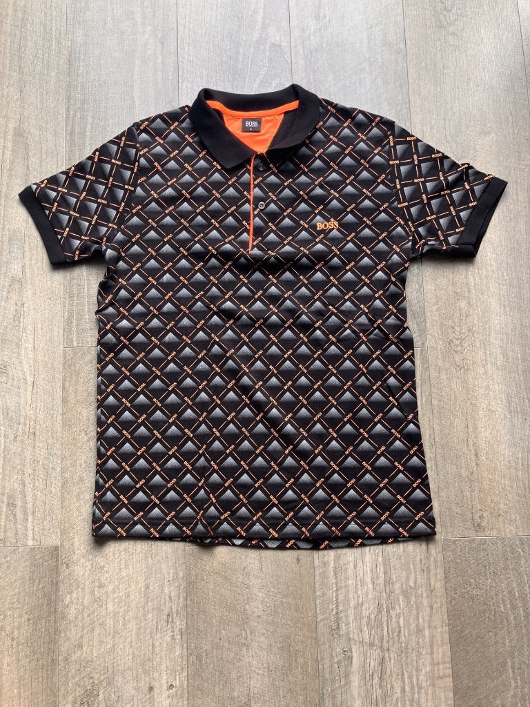 Zwart-oranje polo 100% katoen maat L, Kleding | Heren, Ophalen of Verzenden, Nieuw, Maat 52/54 (L), Zwart