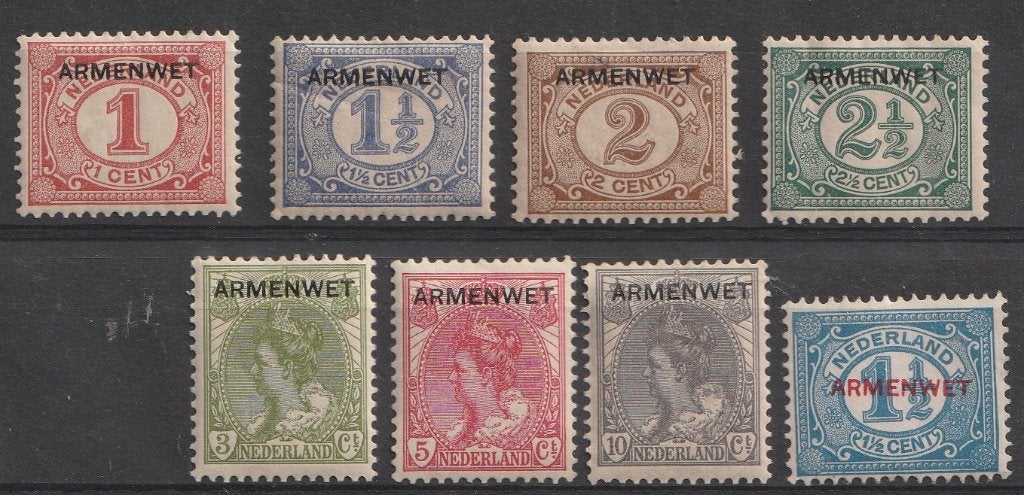 D1-D8 1913 Dienstzegels opdruk Armenwet MH, Postzegels en Munten, Ophalen of Verzenden, T/m 1940, Postfris