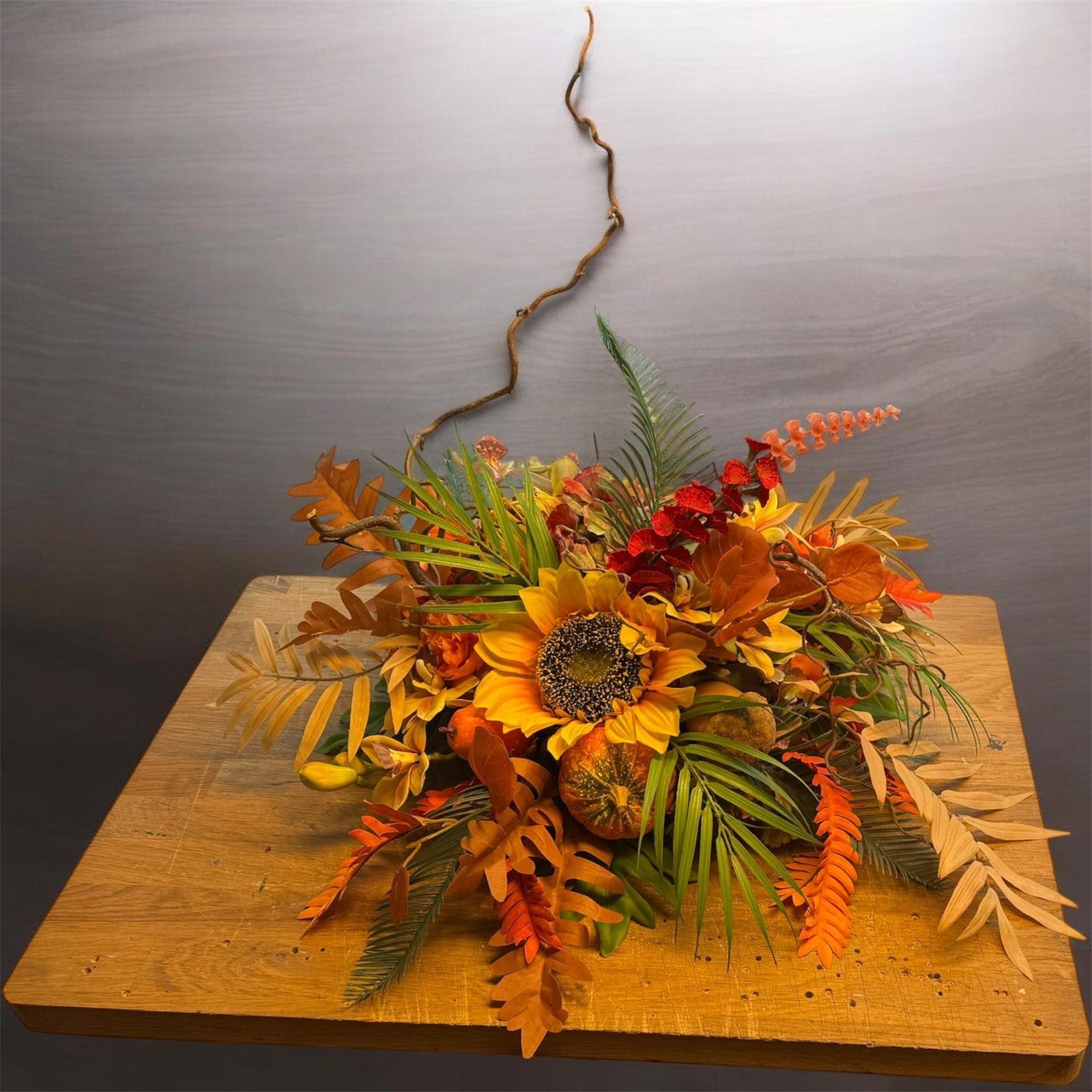 Zijden herfststuk, 30 cm, Fransidzesflowercreations, Handgemaakt, Meerkleurig