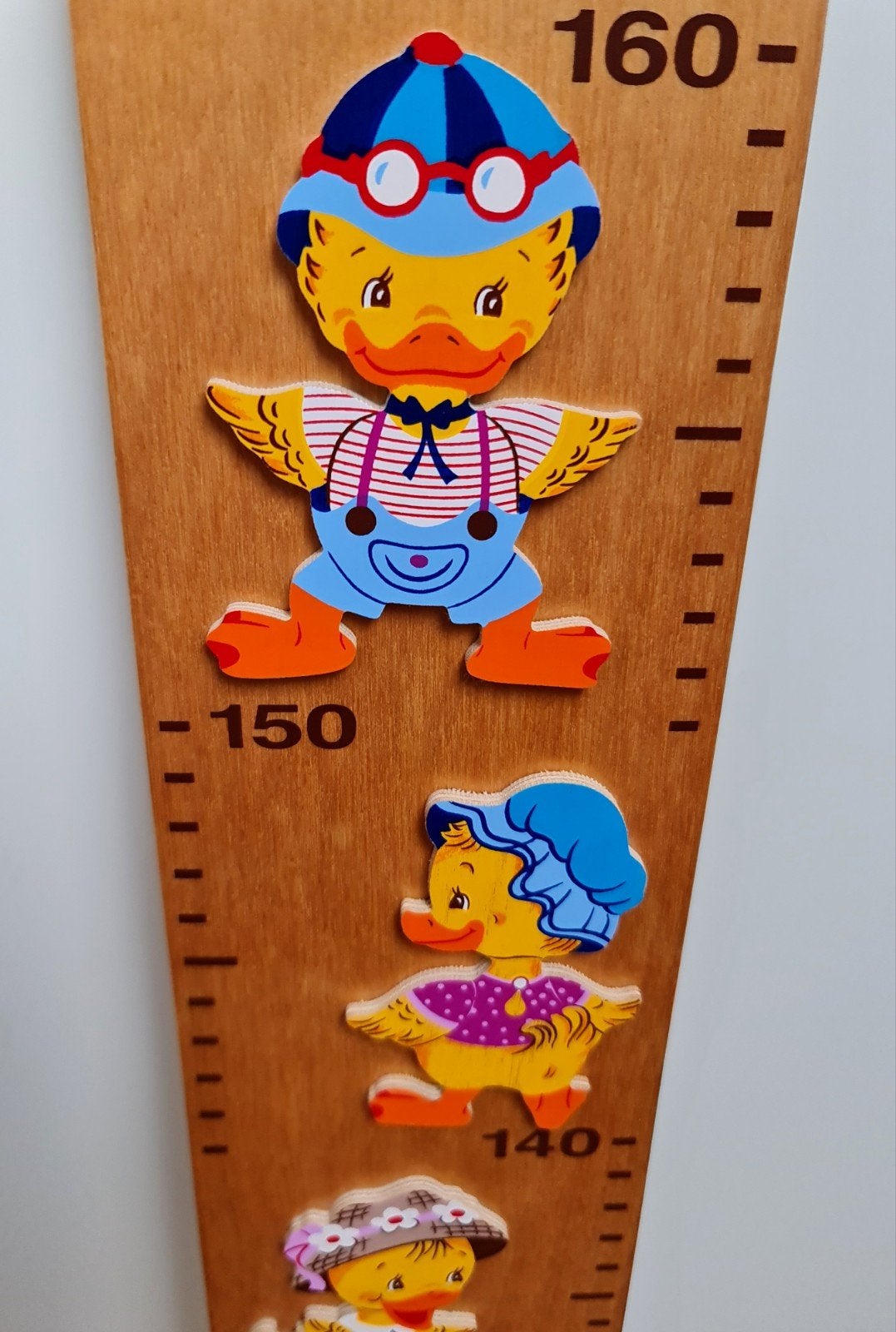Mertenskunst Ducky houten groeimeter voor kinderkamer, Ophalen, Zo goed als nieuw, Handgemaakt, Wanddecoratie