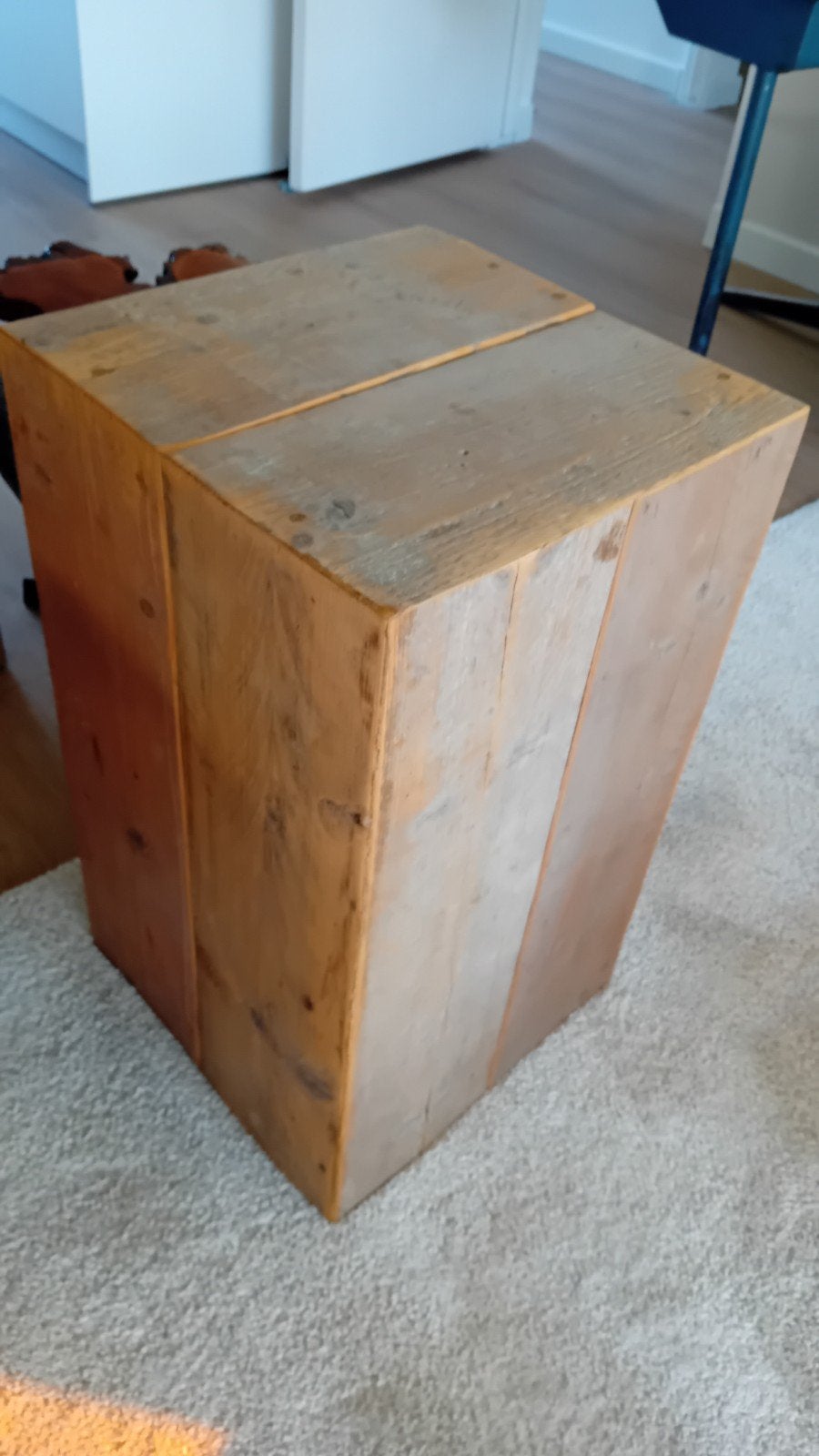 Steigerhouten bijzettafel - 38x39x65 cm 2 stuks., Ophalen, Minder dan 55 cm, Gebruikt, Industrieel, Landelijk, Robuust
