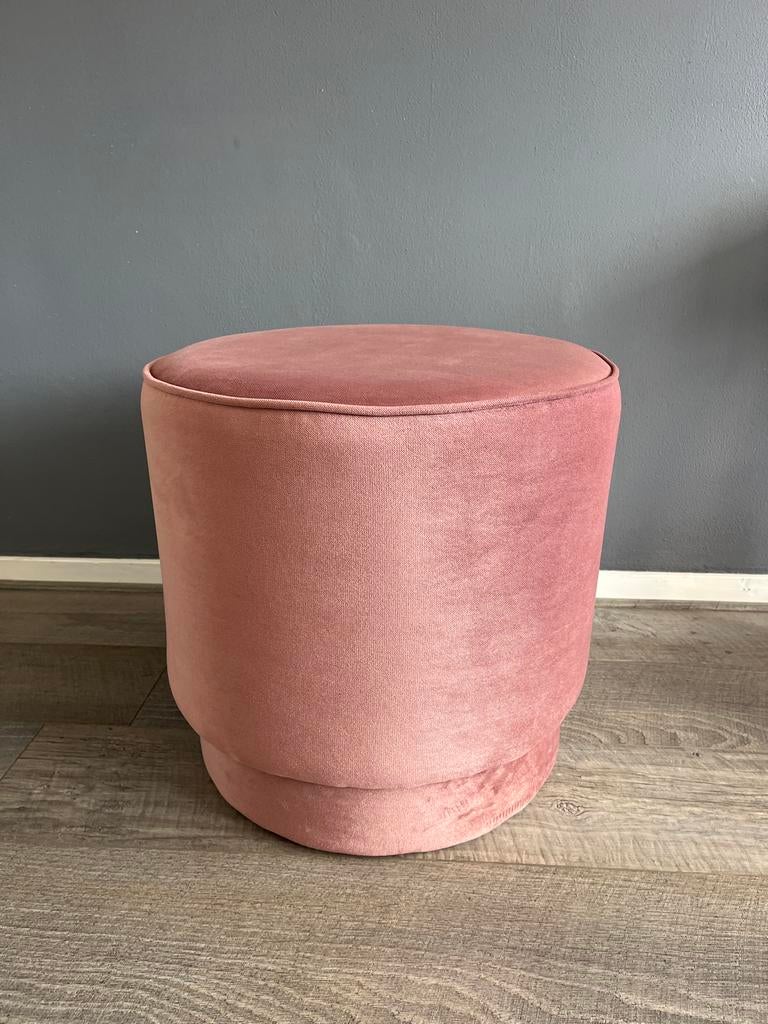 Roze poef Kristy van Karwei - Diameter 47 cm, Hoogte 45 cm, Ophalen, Minder dan 50 cm, Rond, Zo goed als nieuw