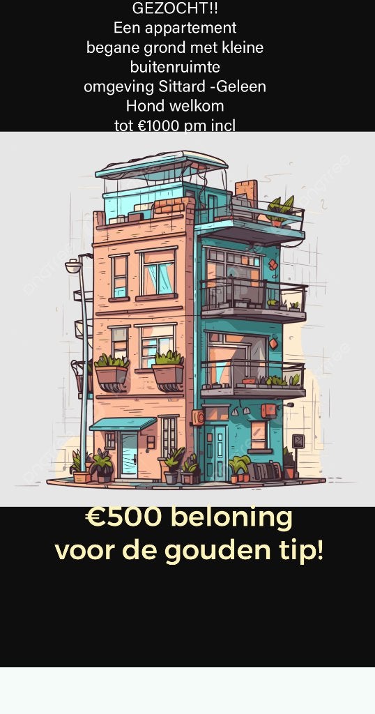 Gezocht; appartement begane grond, Sittard + 10 km, Ophalen of Verzenden, Zo goed als nieuw