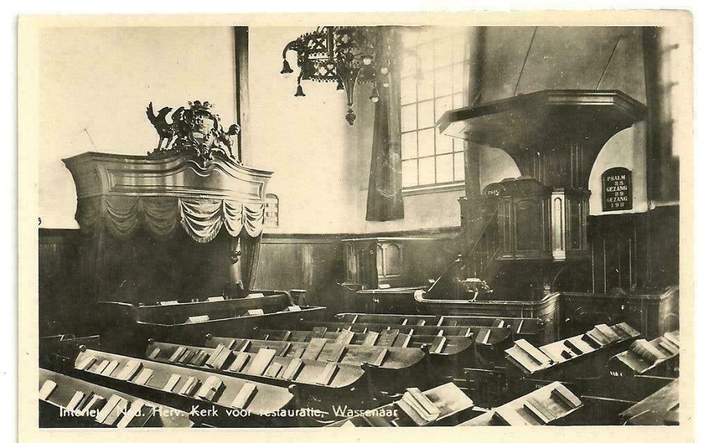 AK Wassenaar - Interieur Ned. Herv. Kerk voor restauratie, Verzenden, 1940 tot 1960, Ongelopen, Zuid-Holland