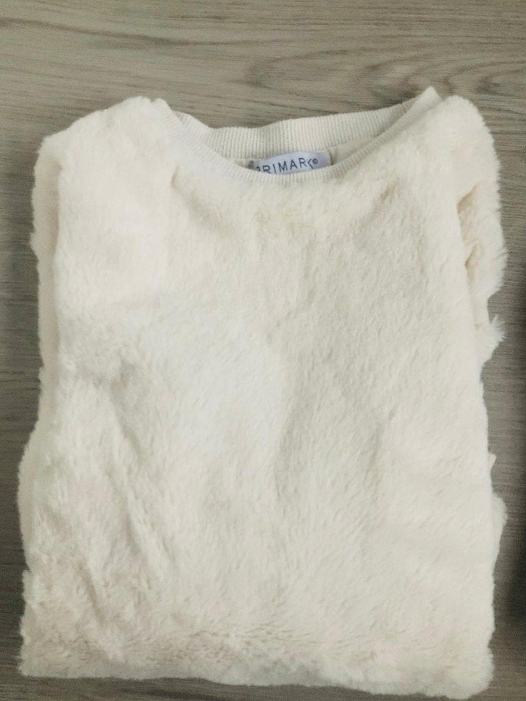 Meisjes teddy sweater maat 116 (5–6 jaar) wit fleece trui, Meisje, Trui of Vest, Ophalen of Verzenden, Zo goed als nieuw