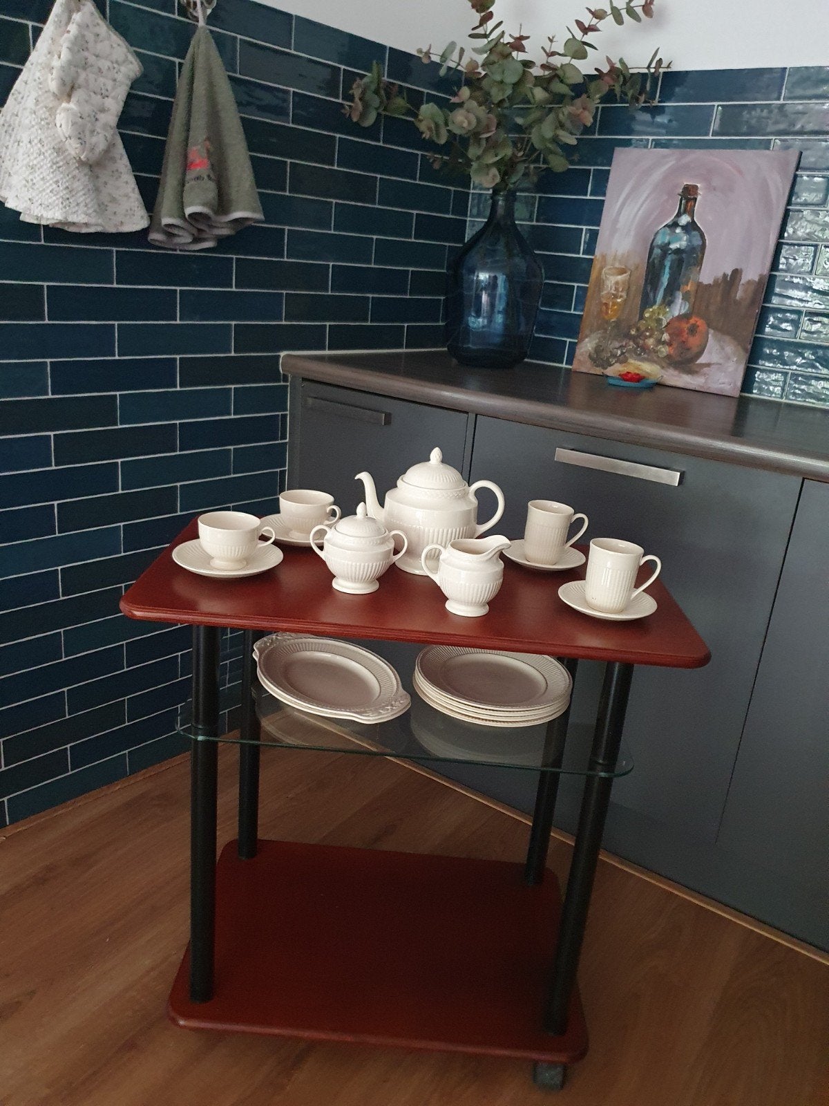 Serveerwagen, bijzettafel, sidetable uit de late 20e eeuw, Huis en Inrichting, Ophalen, Rechthoekig