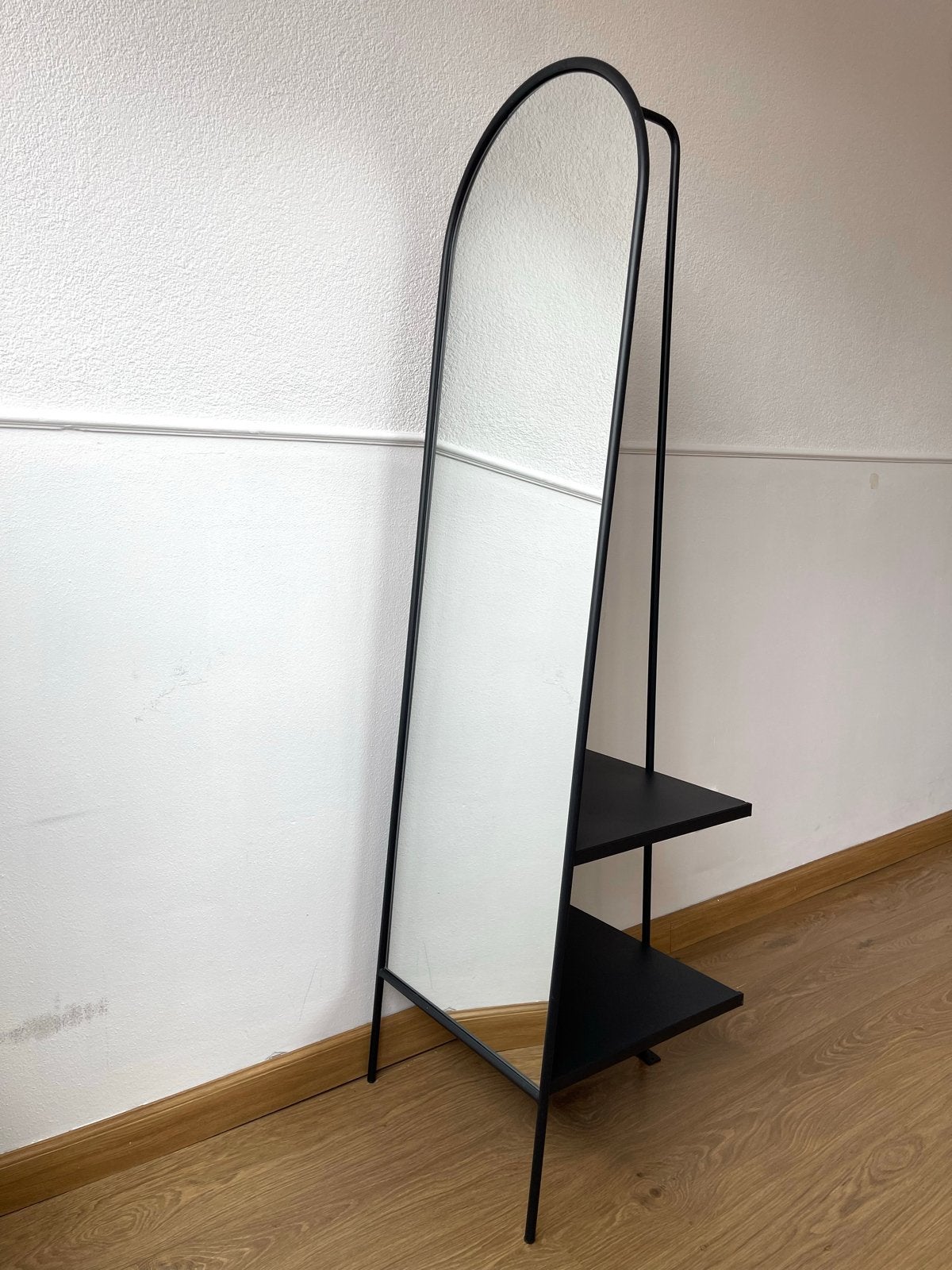 IKEA staande passpiegel met opbergplanken, Huis en Inrichting, Ophalen, Zo goed als nieuw, 150 tot 200 cm, Rechthoekig