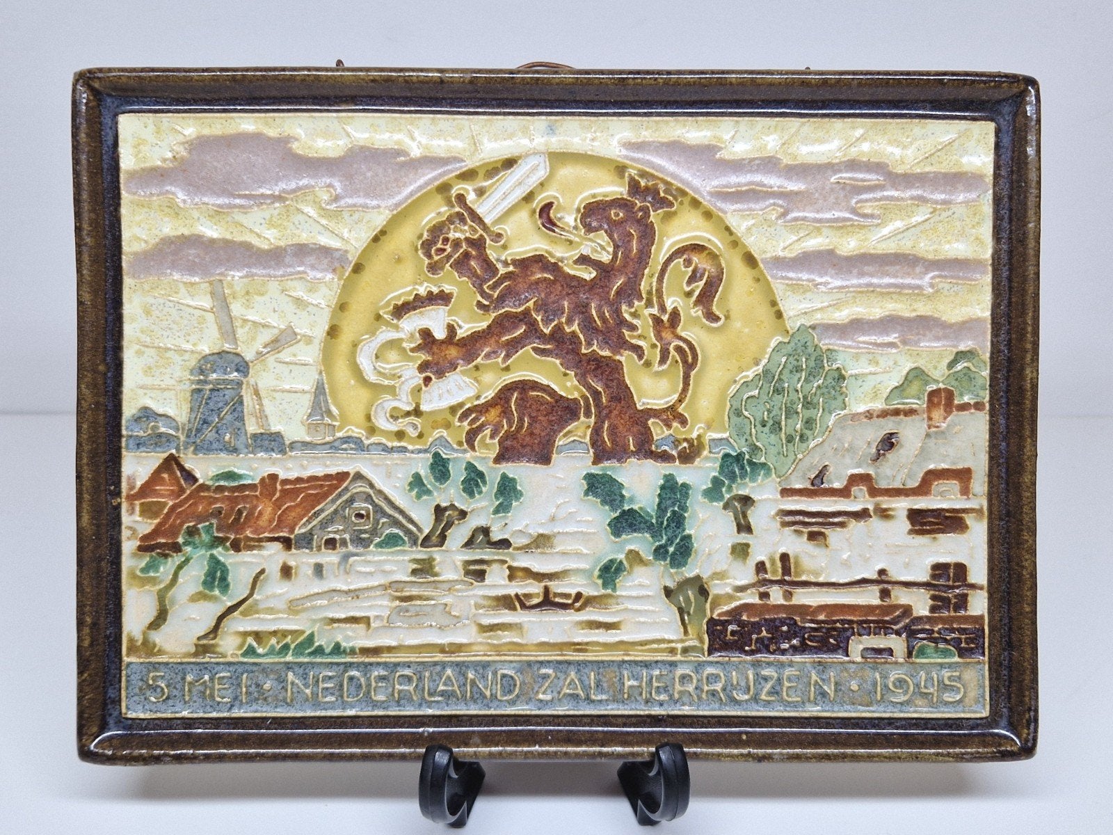Cloisonné herdenkingstegel 5 mei De Porceleyne Fles Delft., Ophalen