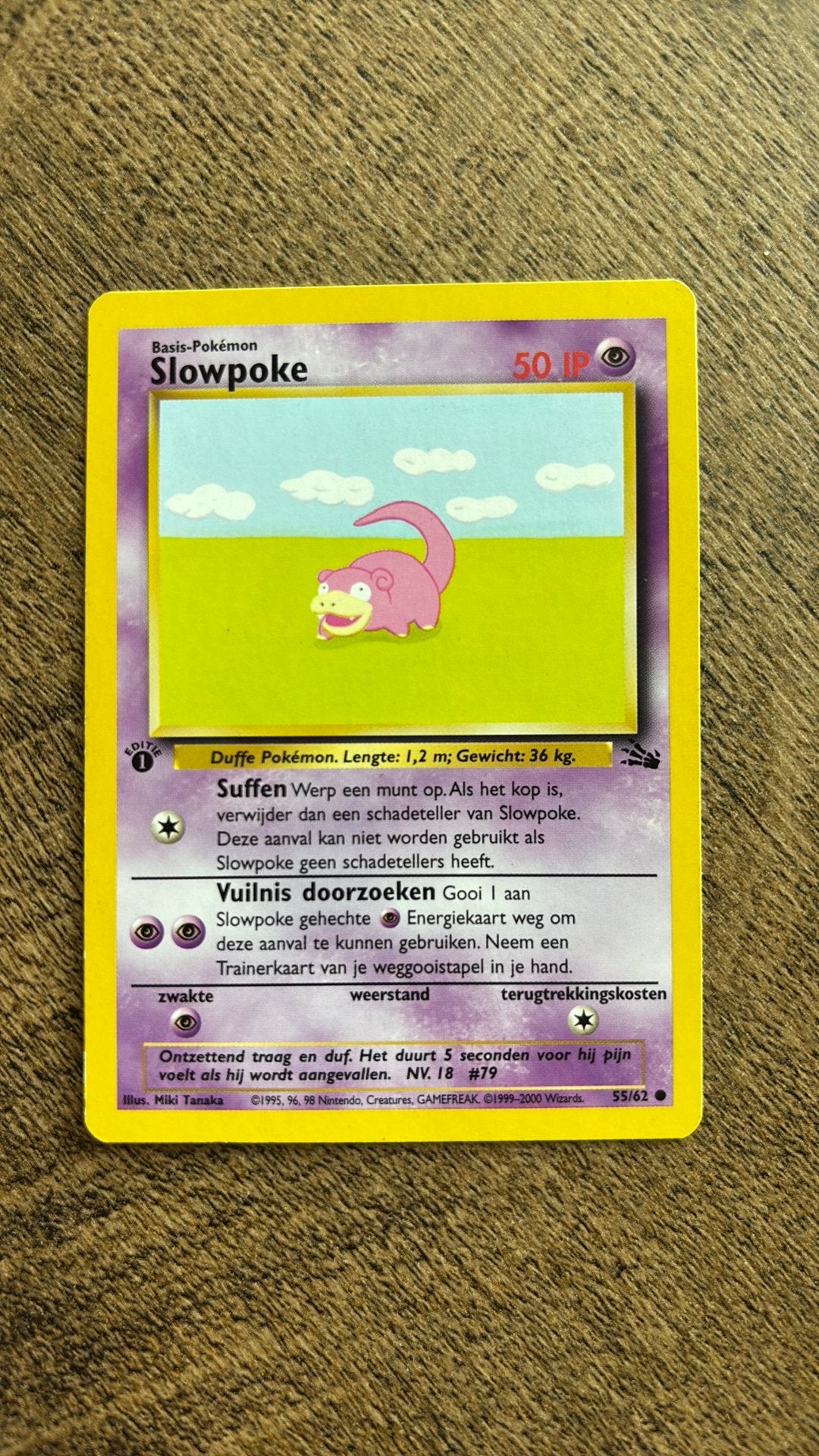 Pokemon kaarten - Slowpoke 55/62 - First edition, Ophalen of Verzenden, Zo goed als nieuw