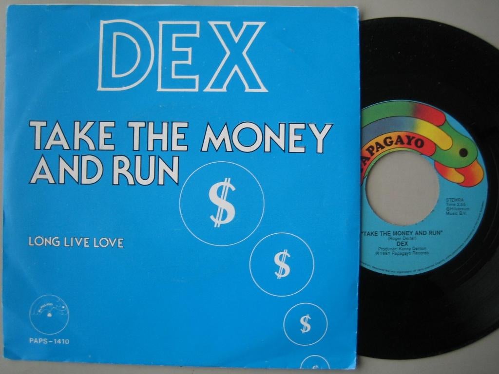 Dex - Take the money and run ( 1981 )( papagayo records ), Gebruikt, 7 inch, Single, Ophalen of Verzenden