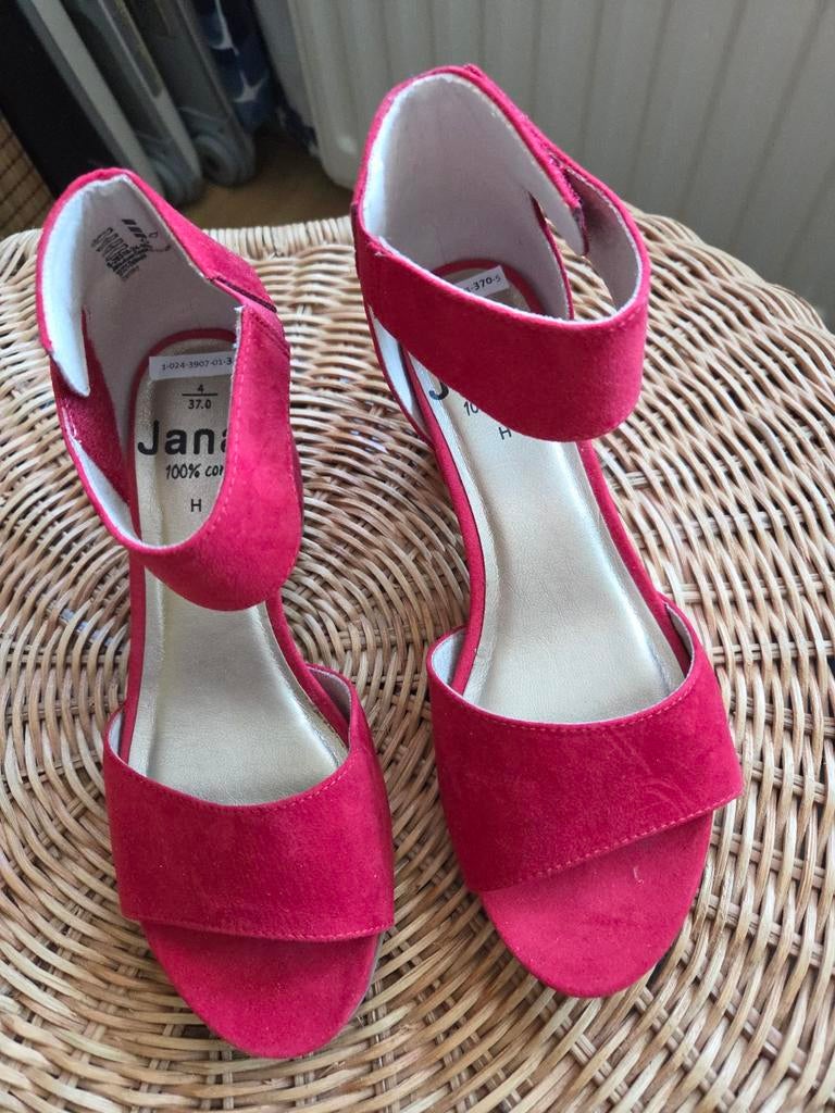 Rode sandalen met blokhak (Jana, maat 37), Ophalen of Verzenden, Zo goed als nieuw, Rood, Sandalen of Muiltjes