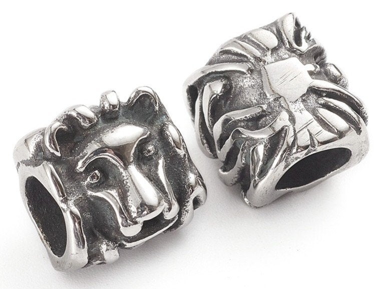 RVS groot gat bedel Leeuw, Overige materialen, Want 18 Hoogvliet, Adorabeads, Nieuw