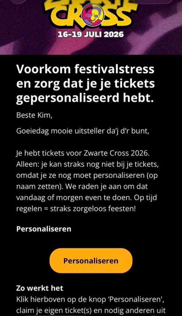 nog 1—- 7 kaarten zwarte cross - zaterdag - alleen ophalen, Drie personen of meer