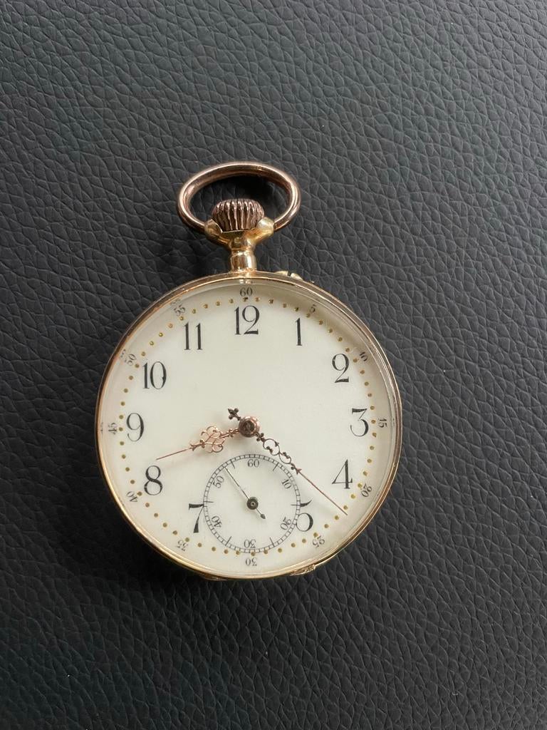 Antiek 14 karaat Goud zak horloge uit 1903, Overige merken, Zakhorloge, 1900 tot 1930, Ophalen of Verzenden