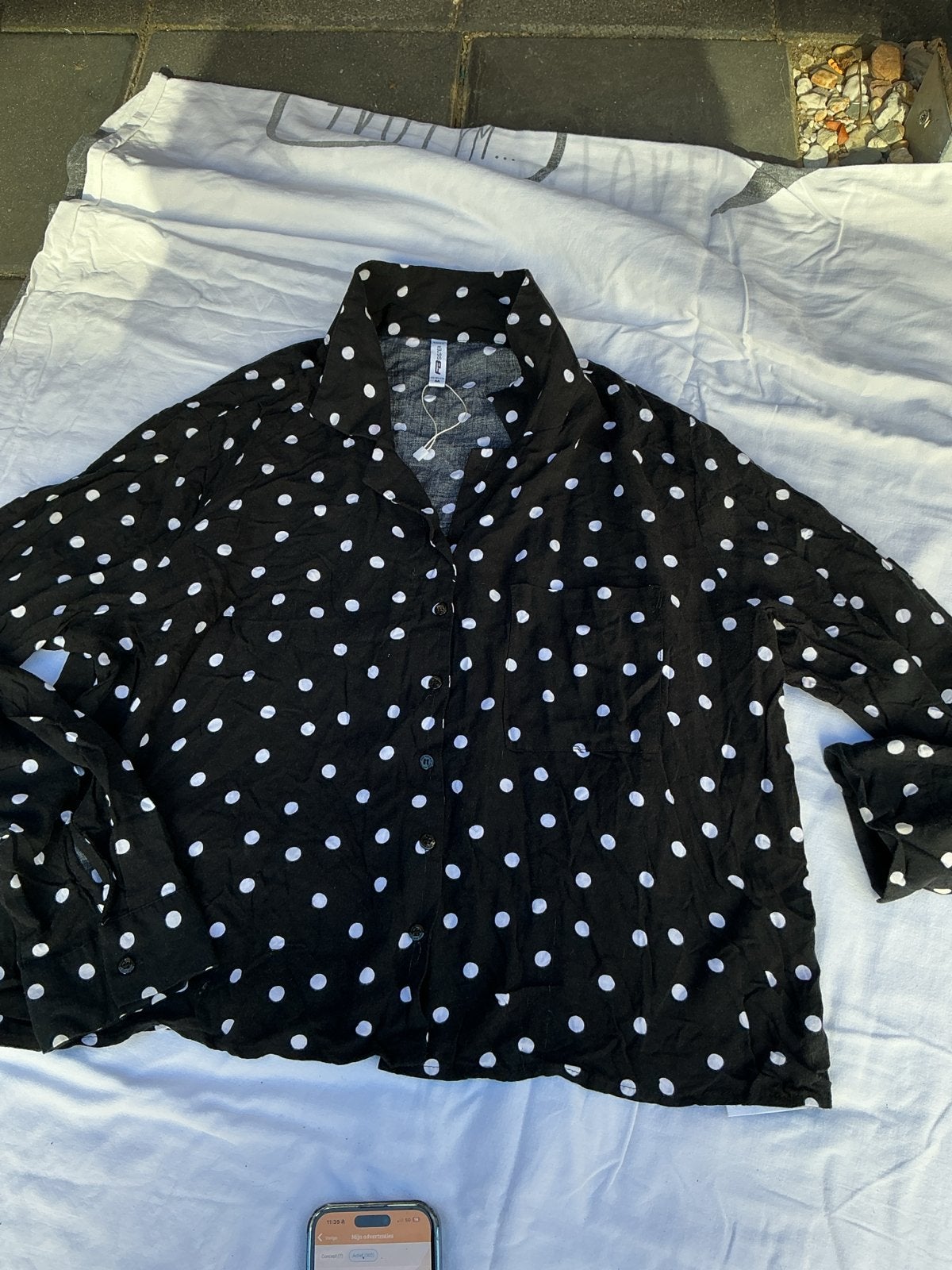 Zwarte blouse met witte stippen mast M, Ophalen of Verzenden, Gedragen, Maat 38/40 (M), Zwart