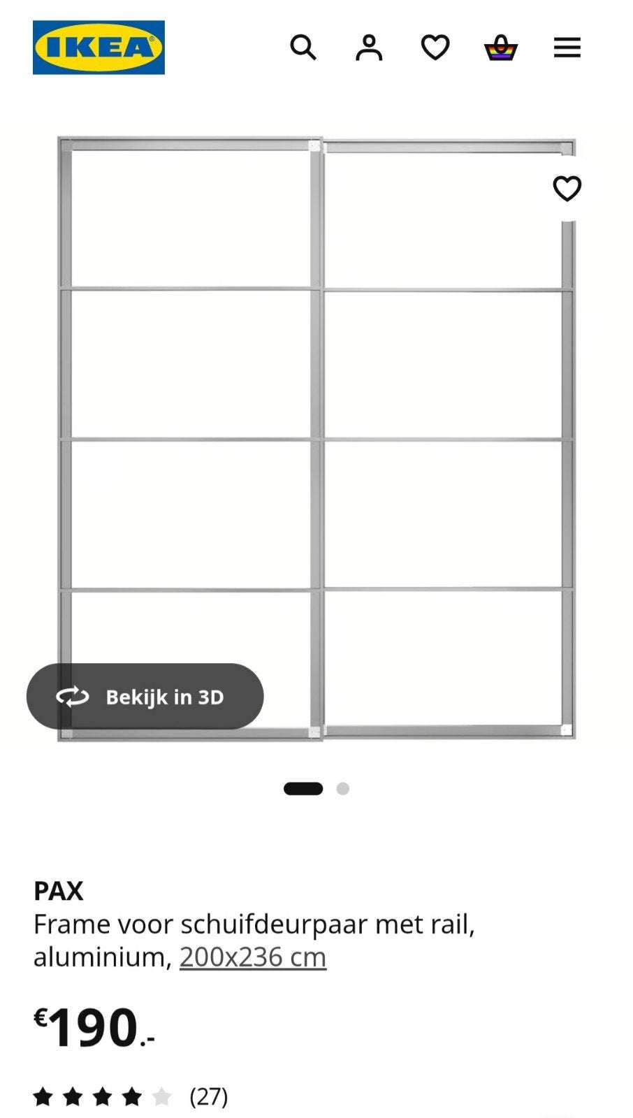 IKEA PAX Schuifdeurkast met spiegeldeuren, 200x236 cm, Huis en Inrichting, Kasten | Kledingkasten, Ophalen, Overige materialen