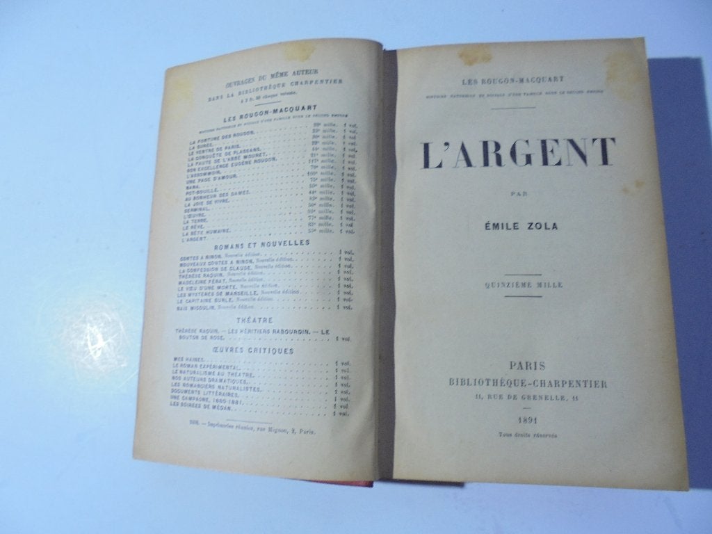 Émile Zola L’Argent 1891 (LOK-5), Ophalen