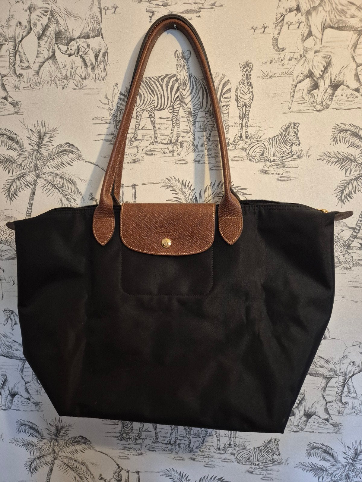 Longchamp le pliage, Ophalen, Gebruikt, Zwart, Handtas