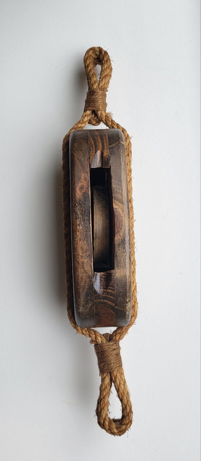 Oude houten katrol met houten schijf, Ophalen of Verzenden