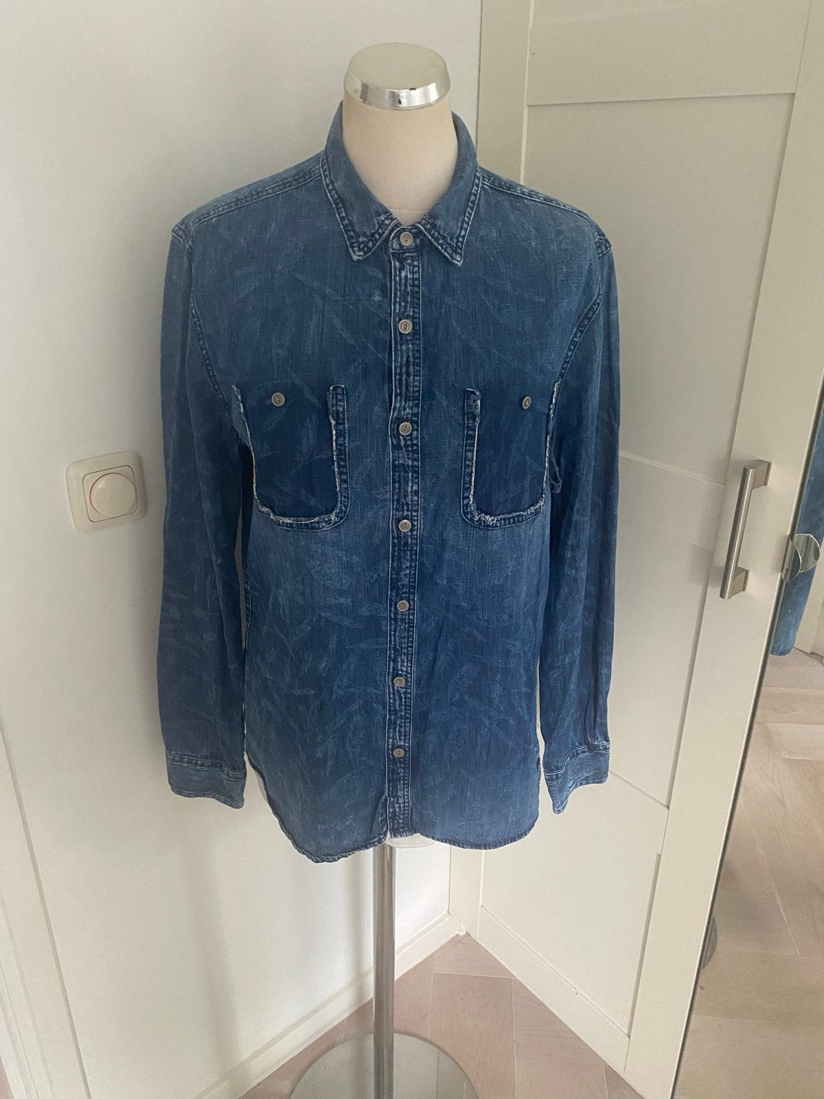 AG Adriano Goldschmied spijkerblouse - Standard Fit, Ophalen of Verzenden, Zo goed als nieuw, Blauw, Halswijdte 39/40 (M)