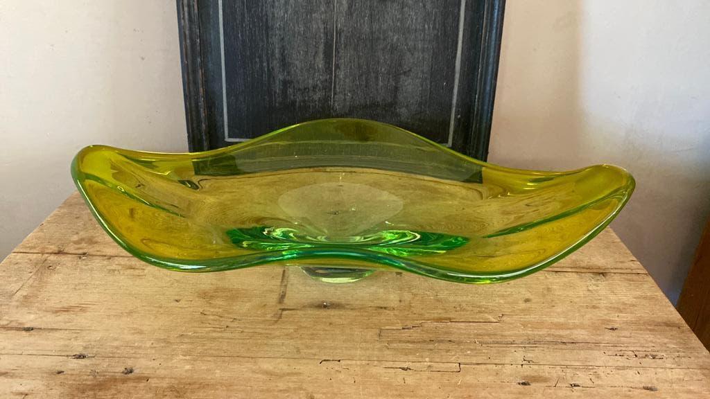 Grote groene murano schaal, Antiek en Kunst, Ophalen of Verzenden