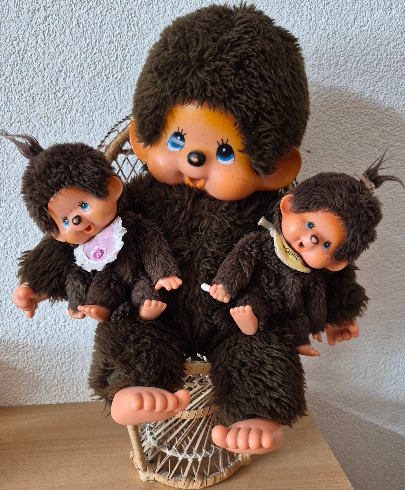 Originele Monchichi Sekiguchi 1 grote aap  + 2 kleine aapjes, Ophalen of Verzenden, Gebruikt