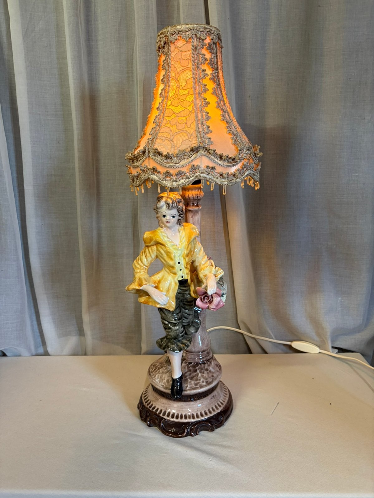 Prachtige vintage tafellamp ,,capidimonte stijl, Ophalen of Verzenden