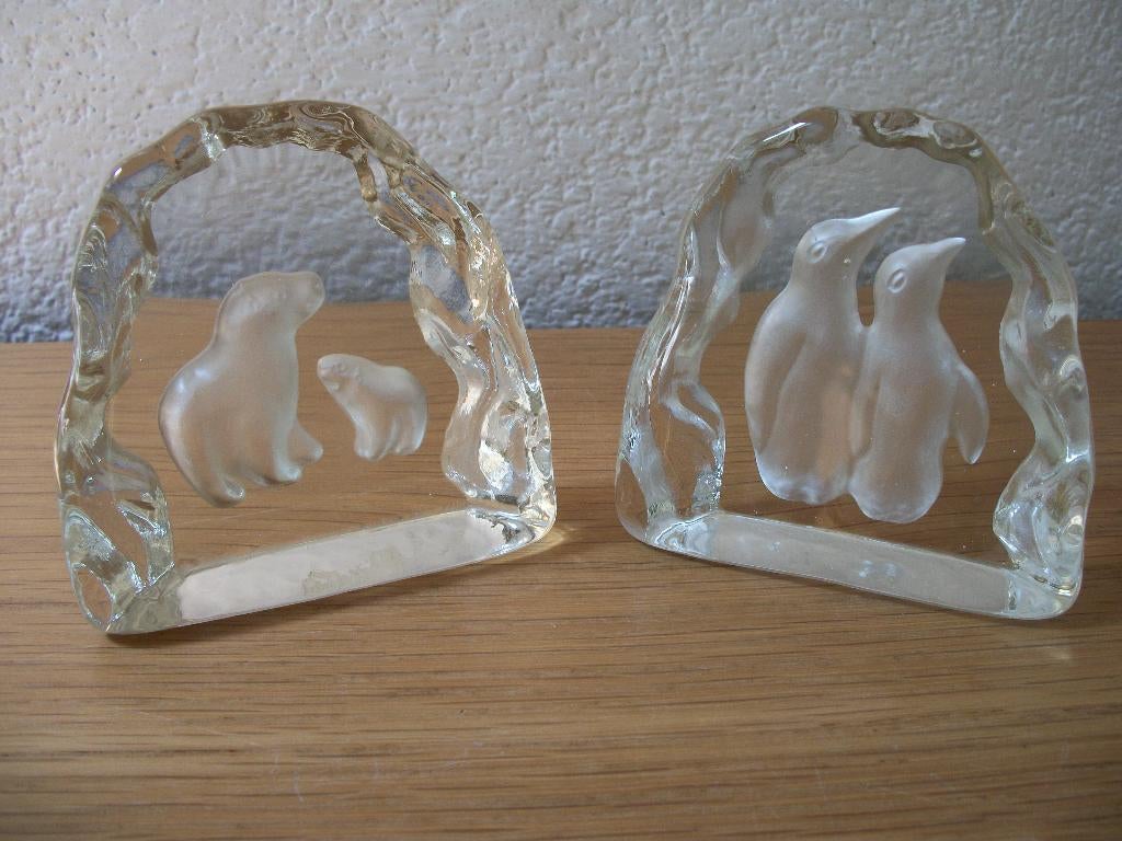 IJsbeer met Jong - Pinguïns - Massief Glas - Nieuw per stuk, Ophalen of Verzenden, Nieuw, Dier