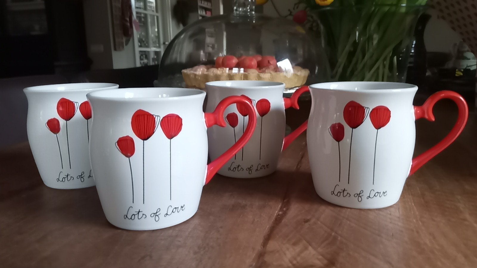 servies Hema mokken klaproos 4x, Ophalen of Verzenden