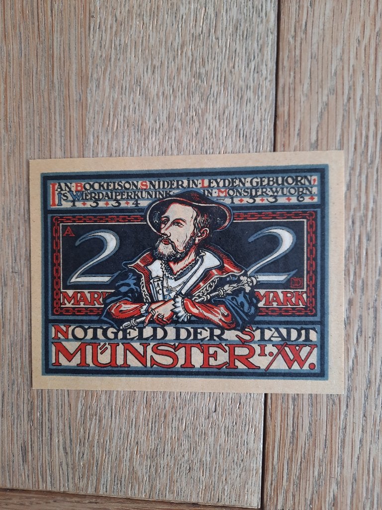 Notgeld. 2 mark Munster 1921. Perfecte staat, Ophalen of Verzenden, Duitsland