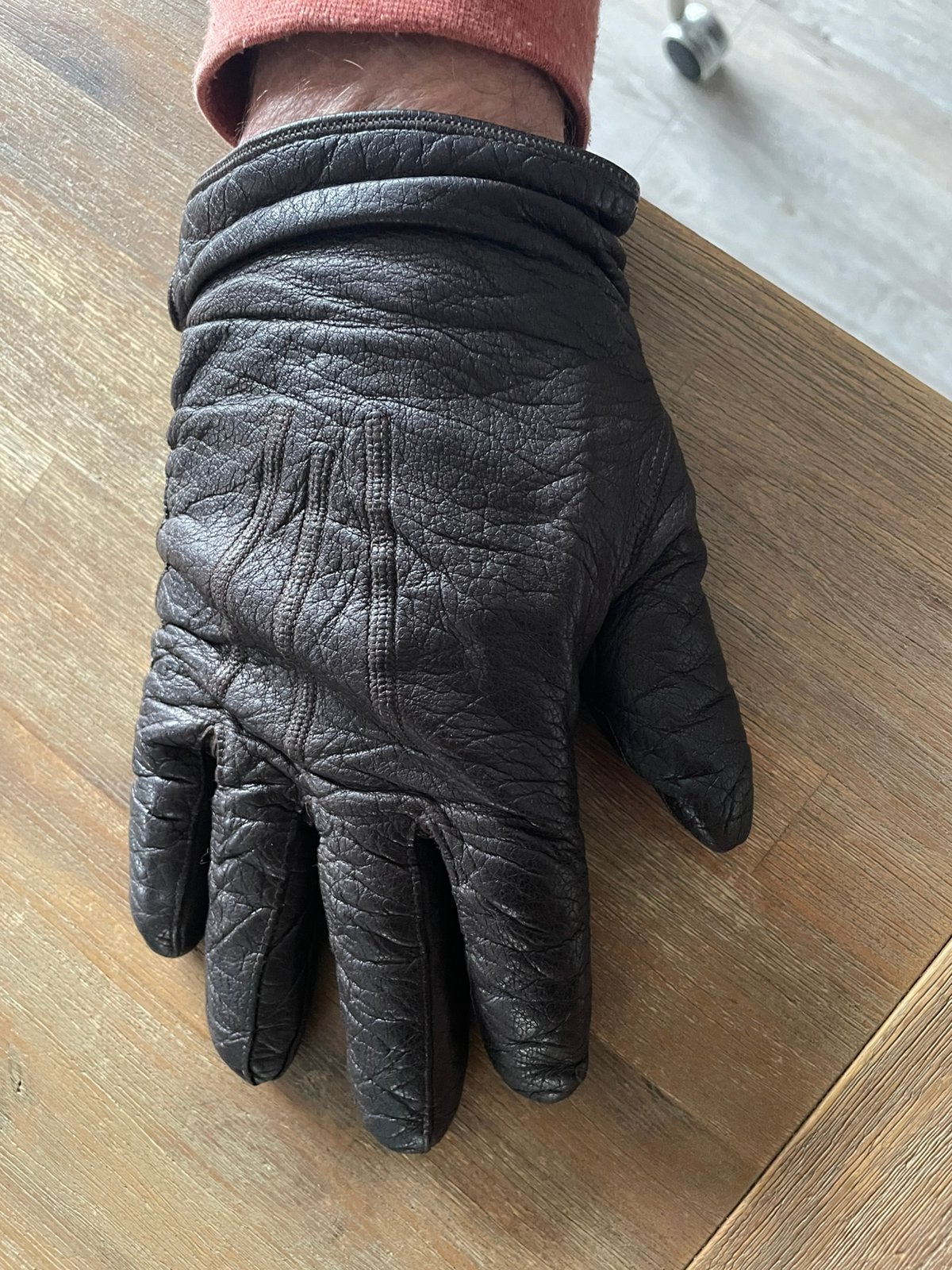 Lederen heren handschoenen, donkerbruin, maat 8,5, Kleding | Heren, Ophalen of Verzenden, Zo goed als nieuw, Handschoenen