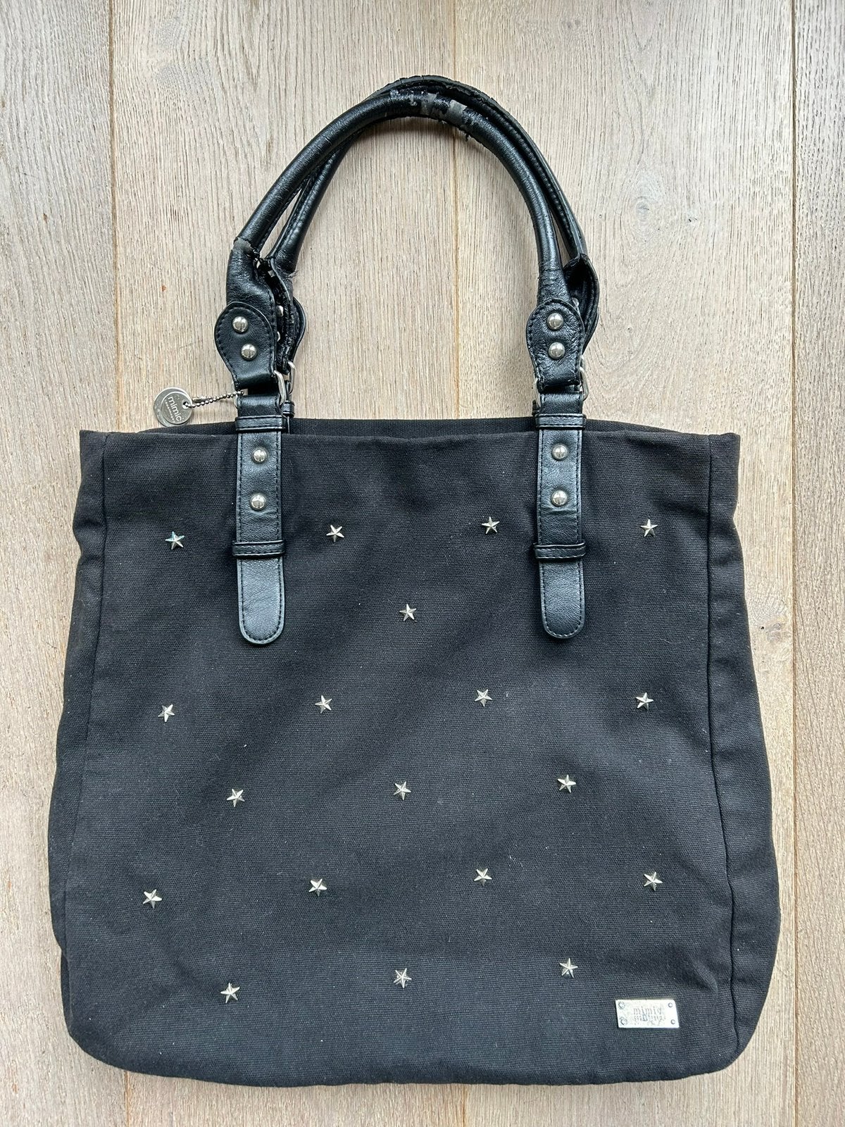 zwarte katoenen shopper met studs 40x40 cm MIMIC COPENHAGEN, Ophalen of Verzenden, Gebruikt, Zwart, Shopper