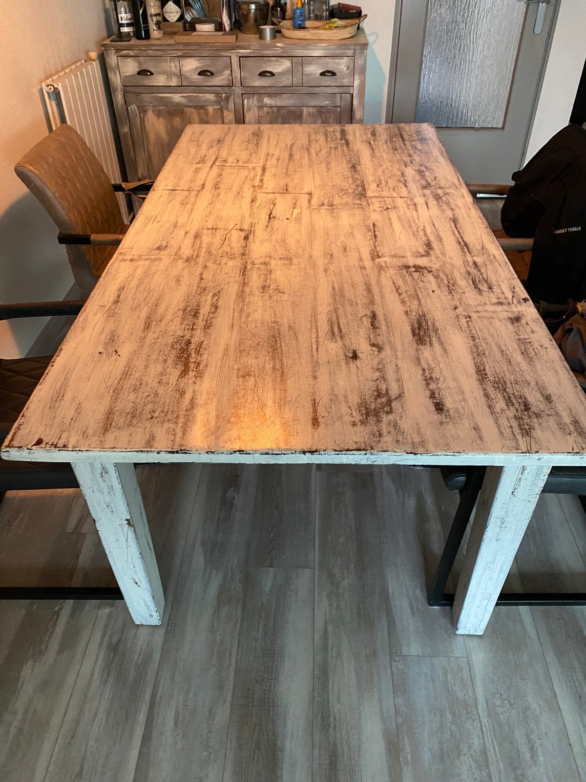 Degelijke landelijk zware eettafel, Huis en Inrichting, Tafels | Eettafels, Ophalen, 200 cm of meer, 50 tot 100 cm, Zo goed als nieuw