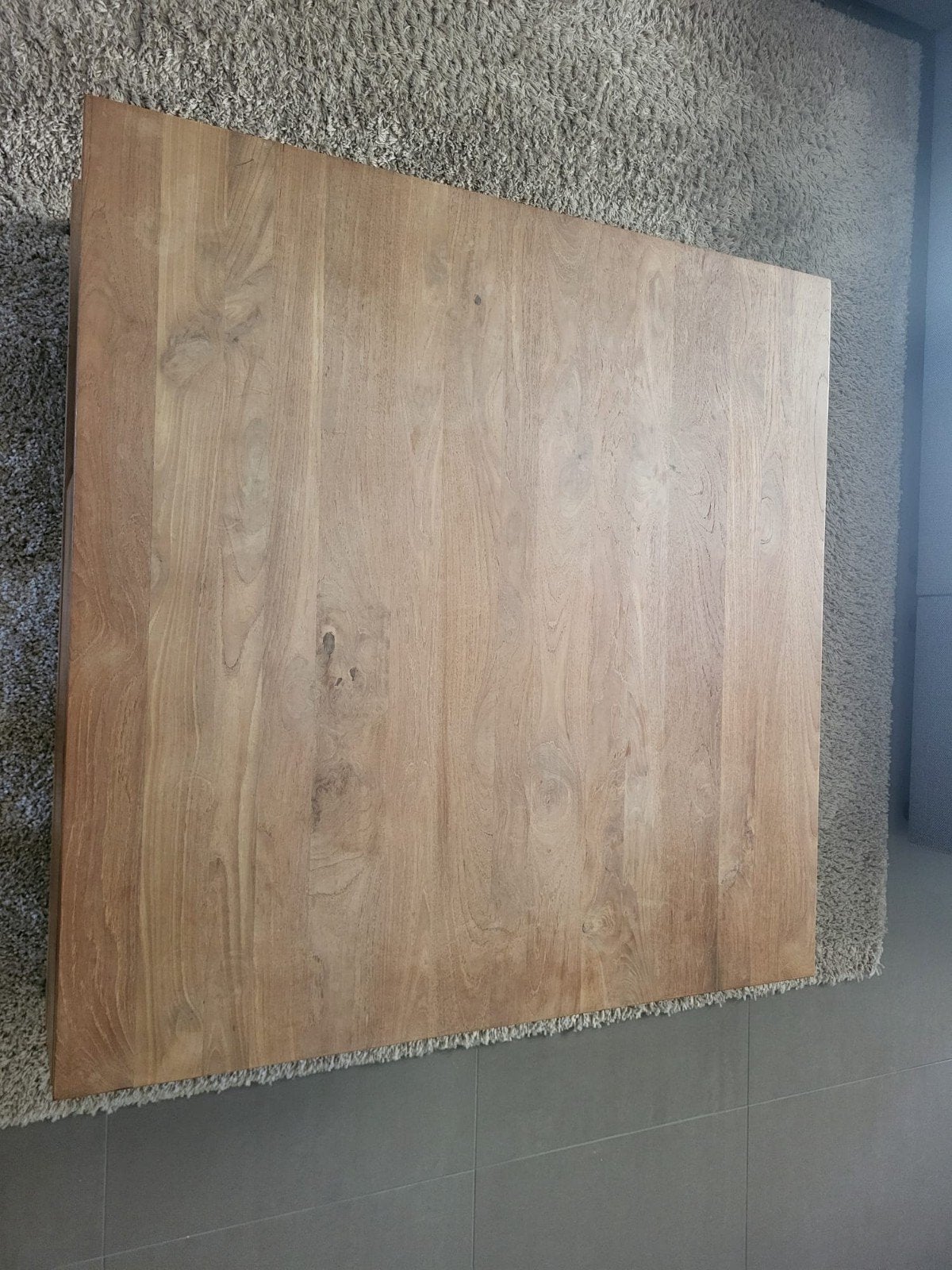 Teakhouten salontafel met lades en rvs poten, Huis en Inrichting, Tafels | Salontafels, Ophalen, Gebruikt, Modern, Industrieel