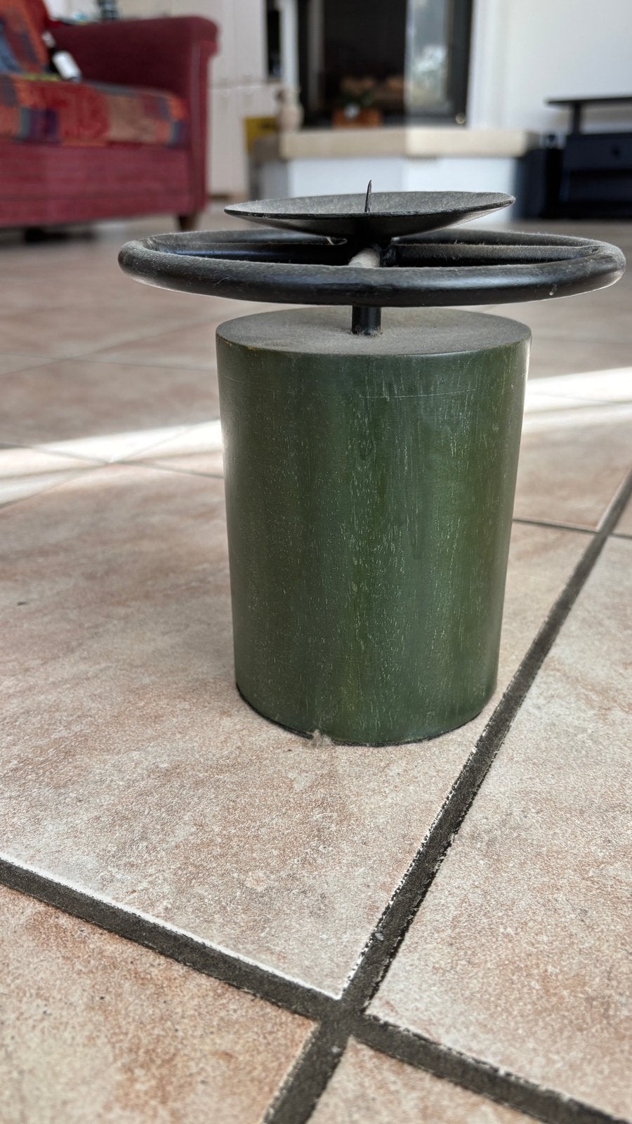Bijzondere houten/metale kandelaar – 17 cm, Gebruikt, Overige merken, Ophalen of Verzenden, 17 cm