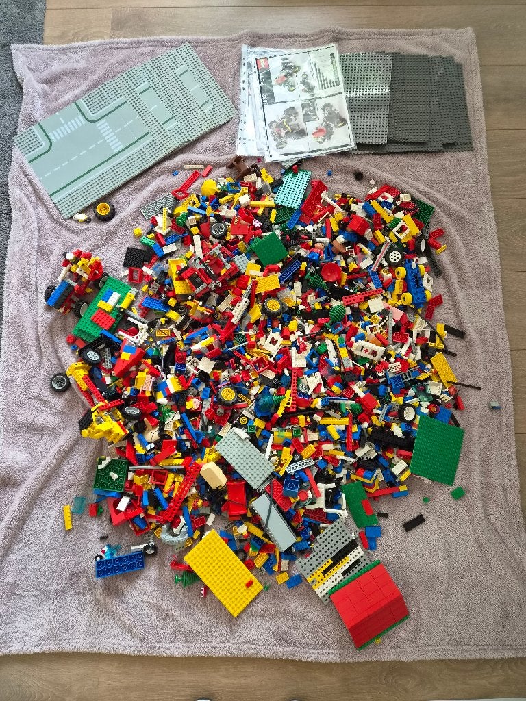 Grote partij LEGO blokjes met grondplaten en instructies, Ophalen, Gebruikt, Overige merken