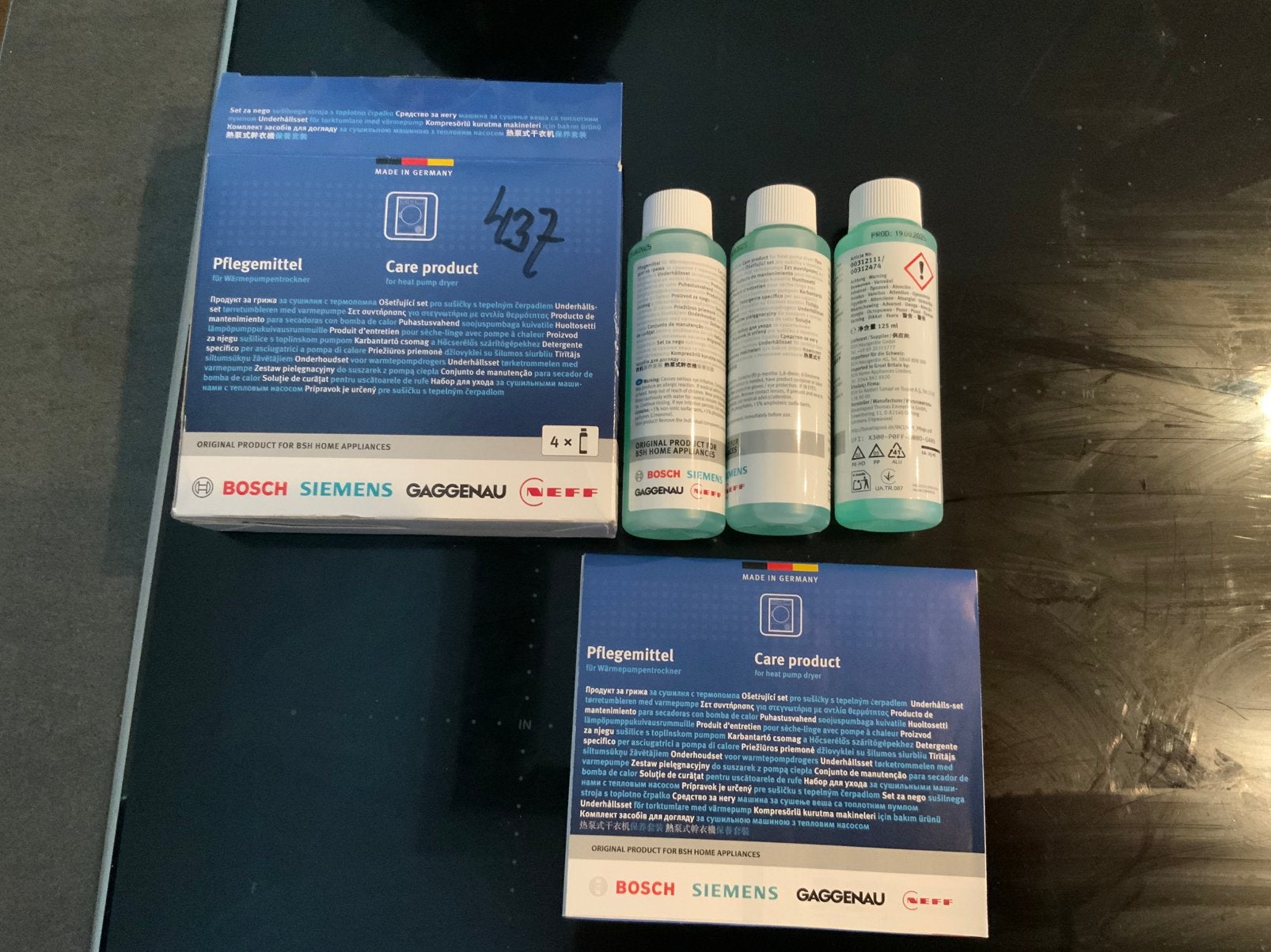 Onderhoudsset / verzorgingsset wasdrogers 3 flesjes, Witgoed en Apparatuur, Onderdelen en Toebehoren, Ophalen of Verzenden, Zo goed als nieuw