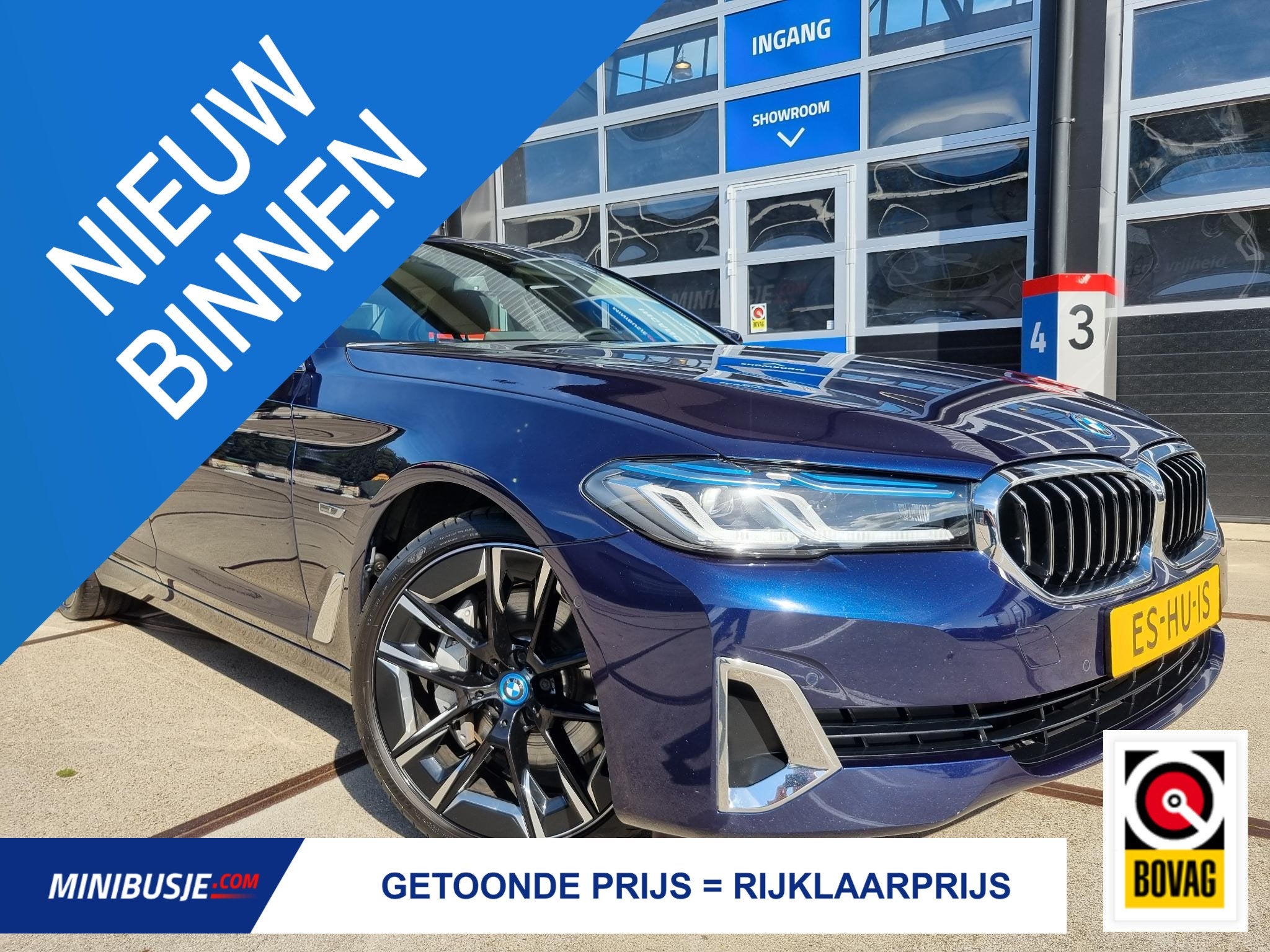 BMW 5-serie 545e xDrive 394pk / Individual Tansanitblau / La, Auto's, Dealer onderhouden, Stof, Gebruikt, 394 pk