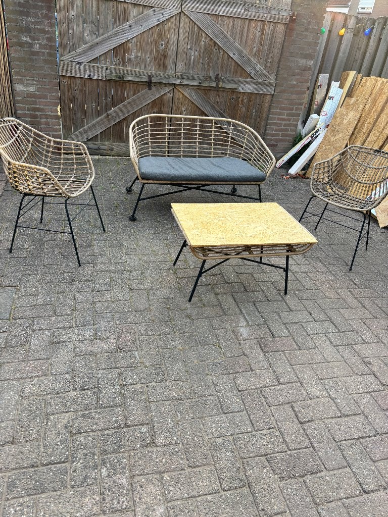 4 Zits loungeset tuinset zitje, Ophalen, 4 zitplaatsen, Rotan, Tuinset