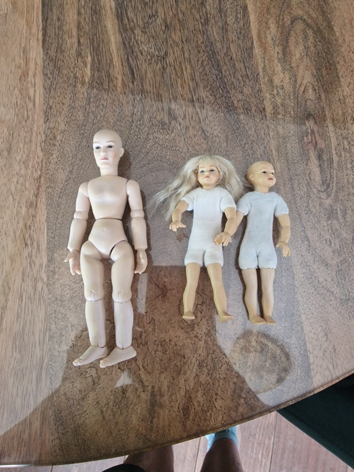3 Heidi Ott Popjes - 2x 10cm, 1x 14cm - Verkleurd, Verzamelen, Poppen, Ophalen of Verzenden, Gebruikt, Pop