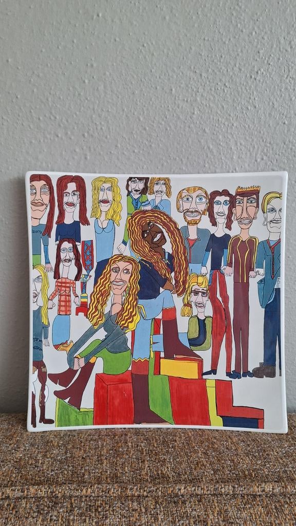 Uniek Keramiek Bord 'De Moderne Nachtwacht' - Kleurrijk, Antiek en Kunst, Antiek | Wandborden en Tegels, Ophalen of Verzenden