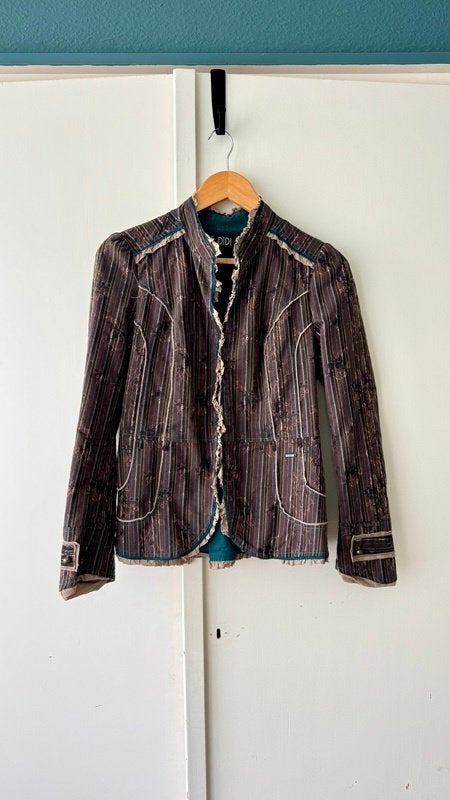 Vintage Didi jas S 36 bruin gestreept bloem boho romantisch, Overige kleuren, Didi, Ophalen of Verzenden, Zo goed als nieuw