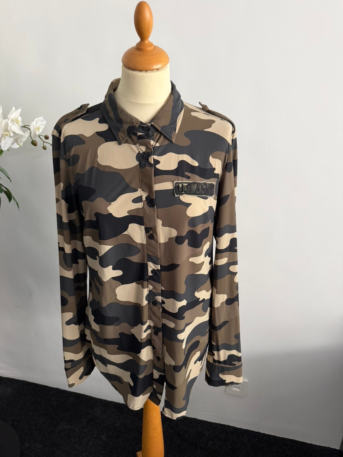 Studio Anneloes Camouflage Blouse  – Maat M – Travelstof, Ophalen of Verzenden, Zo goed als nieuw, Maat 38/40 (M), Groen