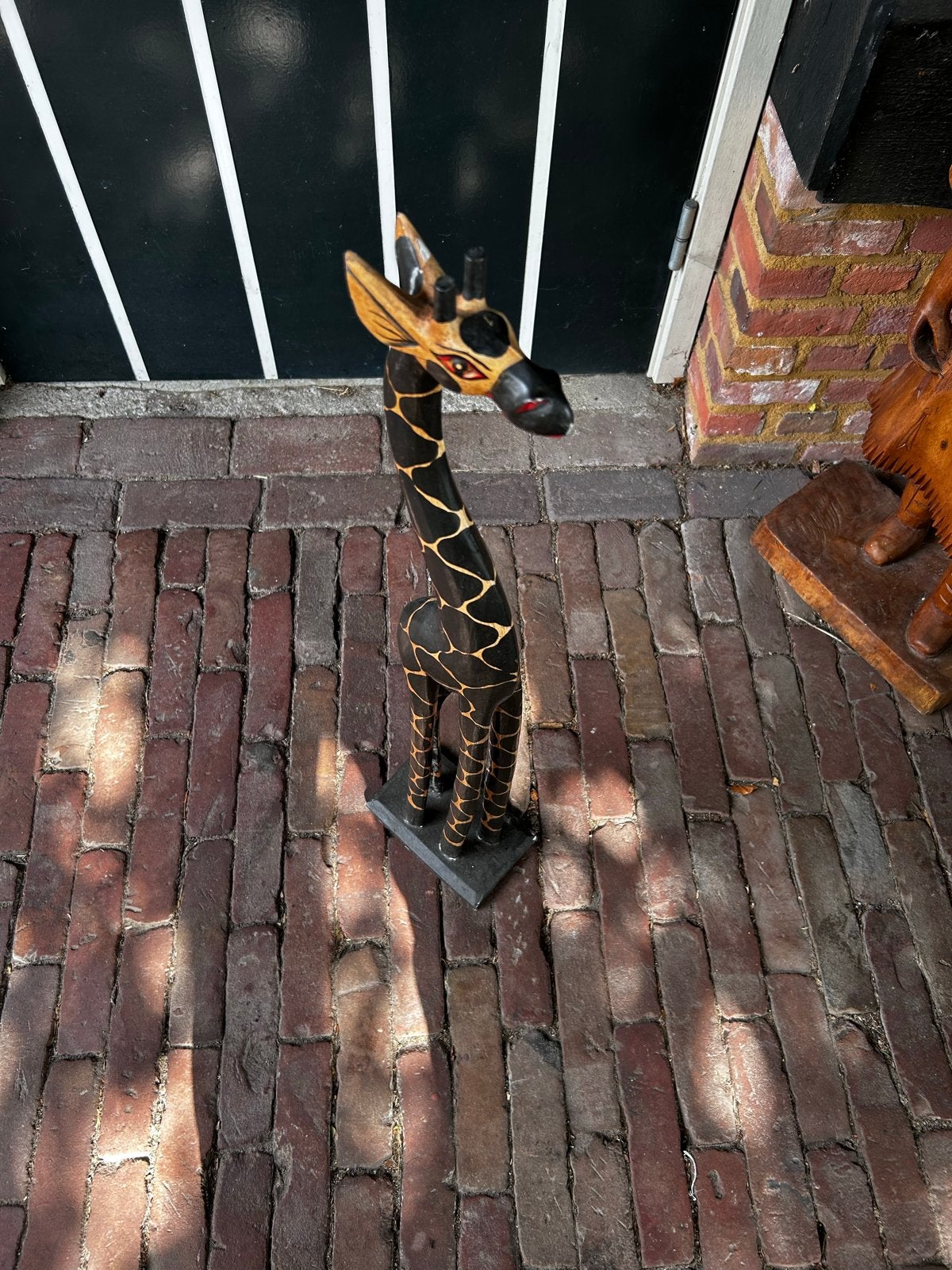 Houten Giraffe Beeld - Handgesneden Afrikaanse Decoratie, Ophalen, 50 - 100 cm, Zwart, Beeld