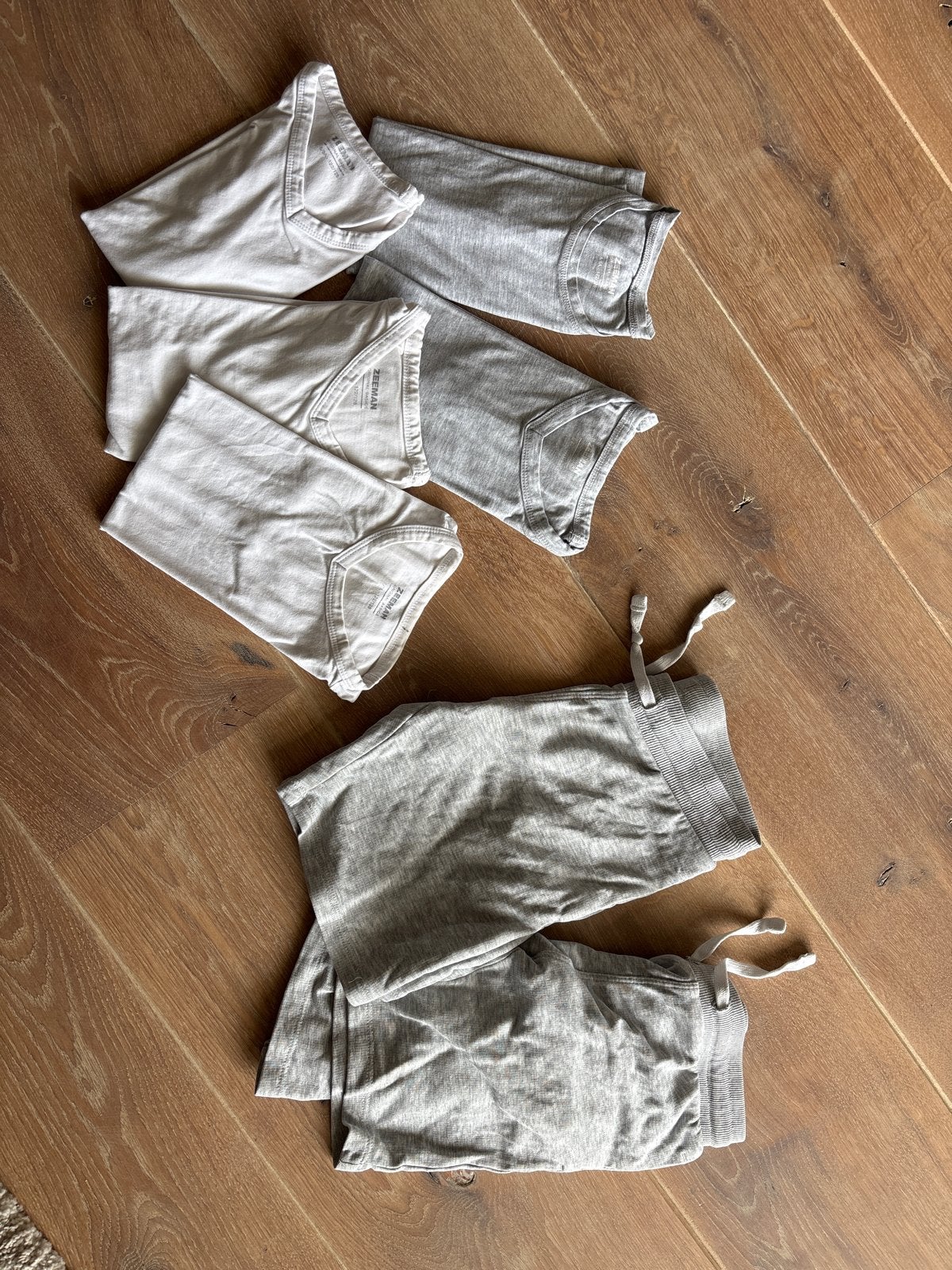 Kledingpakket: 5 shirts (122/128) en 2 broekjes (110/116), Ophalen of Verzenden, Gebruikt, Jongen of Meisje, Setje