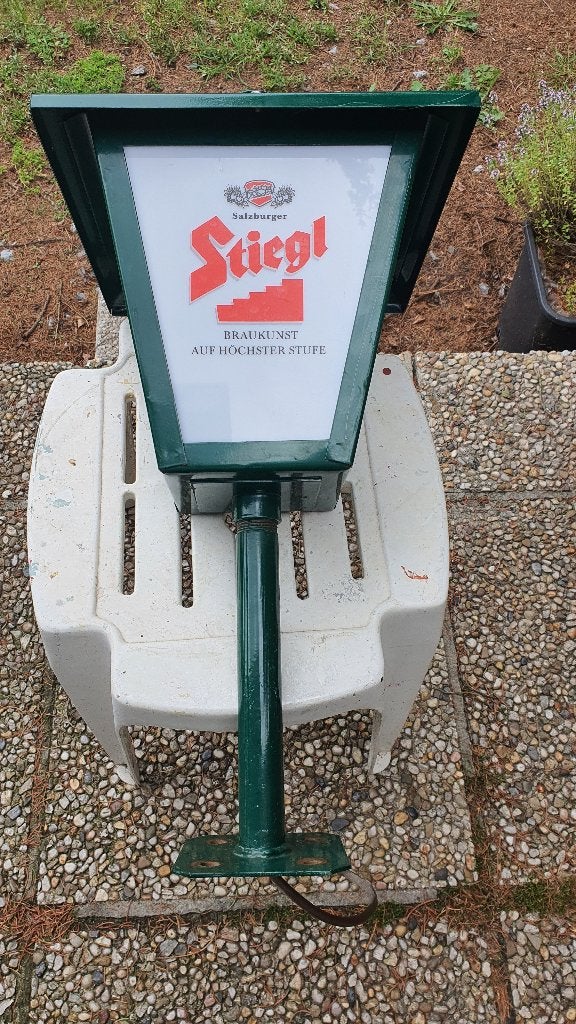 Bier Lantaren van het Duitsemerk Stiegl Salzburger Bier, nog, Verzamelen, Biermerken, Ophalen, Zo goed als nieuw, Reclamebord, Plaat of Schild