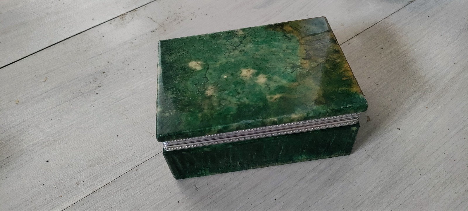 Vintage Groene Marmeren Doos - Sieraden/Opbergdoos, Antiek en Kunst, Ophalen of Verzenden