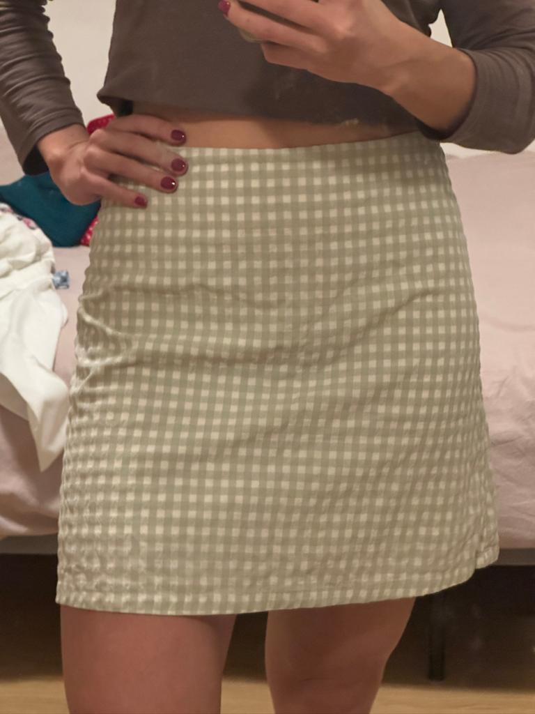 Geruite mini-rok in groen/beige, Ophalen, Zo goed als nieuw, Maat 36 (S), Boven de knie