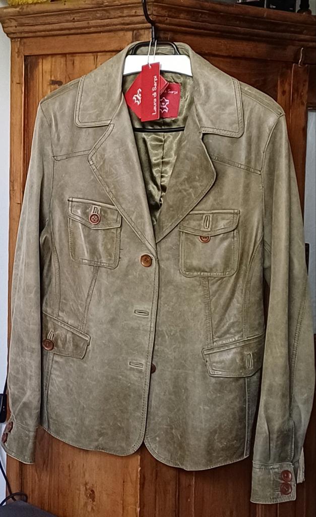 Vintage Jaren '70 Laura di Sarpi Leren Jas - Maat 42, Ophalen of Verzenden, Zo goed als nieuw, Maat 42/44 (L), Groen