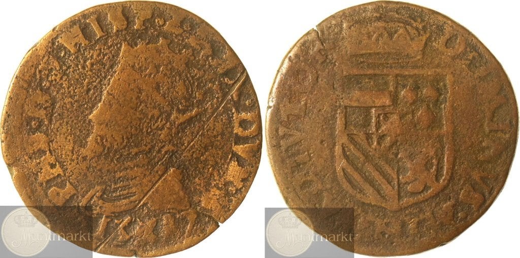 Maastricht - Hertogelijke Oord 1587 'Filips II', Postzegels en Munten, Munten | Nederland, Ophalen of Verzenden, Vóór koninkrijk